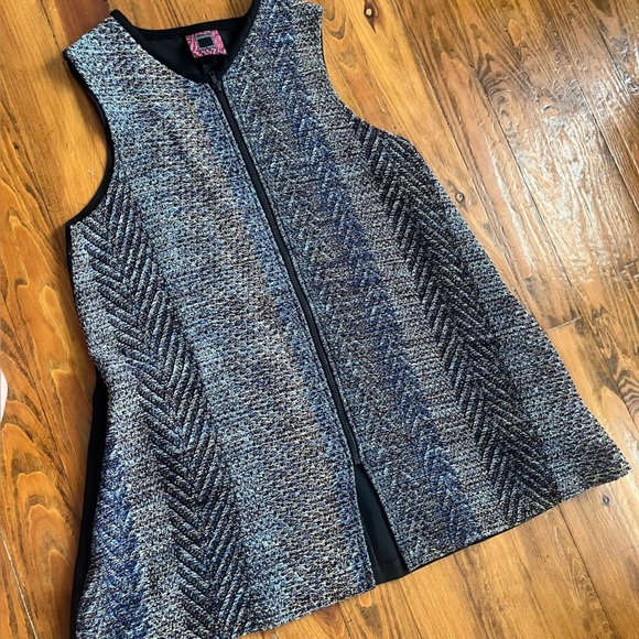 Patricia Palson Textured Blue & Grey Woven Zip Vest Sleeveless Jacket One Size - Picture 3 of 14